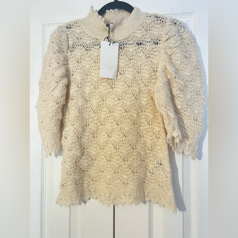 ZARA Romantic Open Knit Sweater. L NWT - Picture 6 of 10